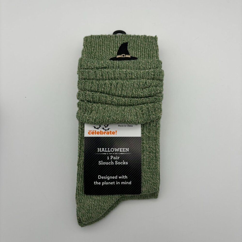 Way to Celebrate Women's Halloween Slouch Socks, Witch, Shoe Size 4-10 NEW